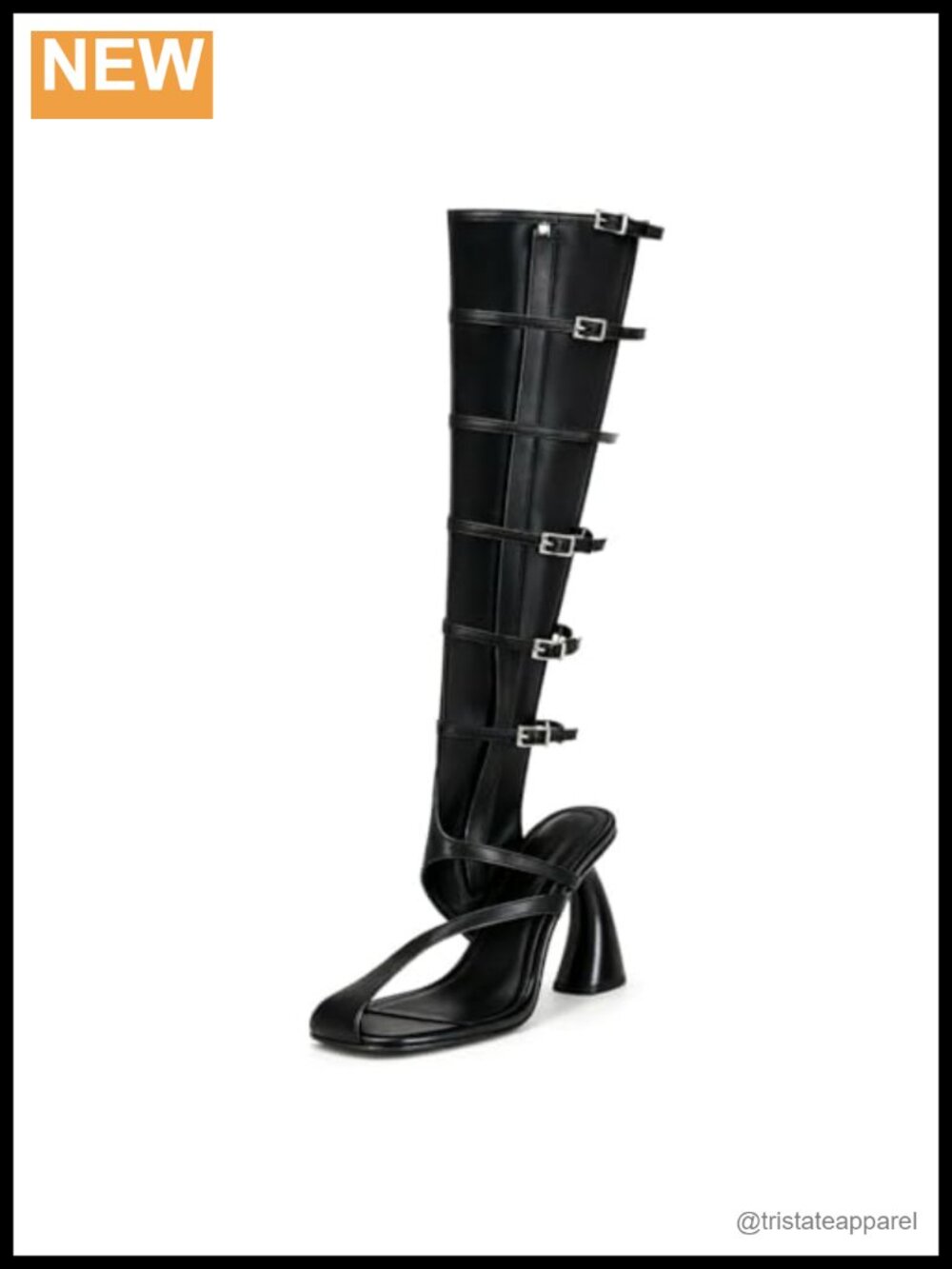Knee High Gladiator Heels, Square Open Toe Wedges, Chunky Heel Boots with